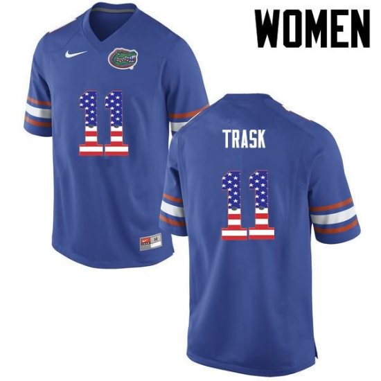 Women's Florida Gators #11 Kyle Trask NCAA Nike Blue USA Flag Fashion Authentic Stitched College Football Jersey NZV7062RO